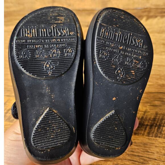Mini Melissa Mickey Minnie Kissing Mary Jane Black Sandal shoes size 6 - Picture 11 of 11